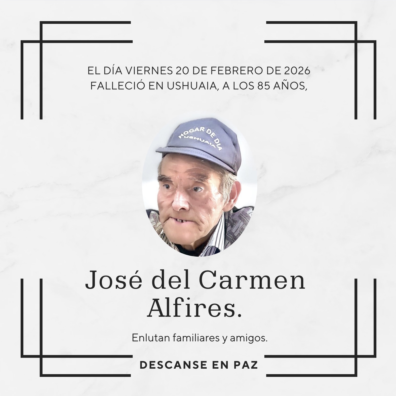 Fallecimiento | José del Carmen Alfires